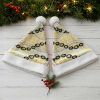 Yellow Palaka Hawaii Christmas Santa Hat Kukui Nut Pikake Lei Hawaiian Tapa Pattern LT14 - Polynesian Pride