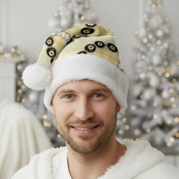 Yellow Palaka Hawaii Christmas Santa Hat Kukui Nut Pikake Lei Hawaiian Tapa Pattern LT14 - Polynesian Pride