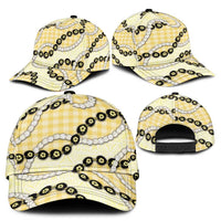 Yellow Palaka Hawaii Classic Cap Kukui Nut Pikake Lei Hawaiian Tapa Pattern - Polynesian Pride