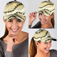 Yellow Palaka Hawaii Classic Cap Kukui Nut Pikake Lei Hawaiian Tapa Pattern - Polynesian Pride