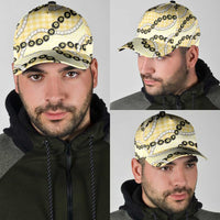Yellow Palaka Hawaii Classic Cap Kukui Nut Pikake Lei Hawaiian Tapa Pattern - Polynesian Pride