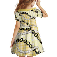 Yellow Palaka Hawaii Family Matching Mermaid Dress and Hawaiian Shirt Kukui Nut Pikake Lei Hawaiian Tapa Pattern - Polynesian Pride