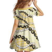 Yellow Palaka Hawaii Family Matching Off Shoulder Maxi Dress and Hawaiian Shirt Kukui Nut Pikake Lei Hawaiian Tapa Pattern - Polynesian Pride