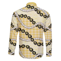 Yellow Palaka Hawaii Family Matching Off Shoulder Maxi Dress and Hawaiian Shirt Kukui Nut Pikake Lei Hawaiian Tapa Pattern - Polynesian Pride