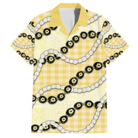 Yellow Palaka Hawaii Family Matching Puletasi and Hawaiian Shirt Kukui Nut Pikake Lei Hawaiian Tapa Pattern - Polynesian Pride