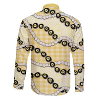 Yellow Palaka Hawaii Family Matching Short Sleeve Bodycon Dress and Hawaiian Shirt Kukui Nut Pikake Lei Hawaiian Tapa Pattern - Polynesian Pride