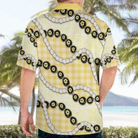 Yellow Palaka Hawaii Hawaiian Shirt Kukui Nut Pikake Lei Hawaiian Tapa Pattern - Polynesian Pride