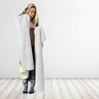 Yellow Palaka Hawaii Hooded Blanket Kukui Nut Pikake Lei Hawaiian Tapa Pattern - Polynesian Pride