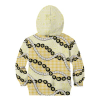 Yellow Palaka Hawaii Kid Hoodie Kukui Nut Pikake Lei Hawaiian Tapa Pattern - Polynesian Pride