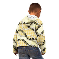 Yellow Palaka Hawaii Kid Hoodie Kukui Nut Pikake Lei Hawaiian Tapa Pattern - Polynesian Pride