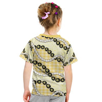 Yellow Palaka Hawaii Kid T Shirt Kukui Nut Pikake Lei Hawaiian Tapa Pattern - Polynesian Pride