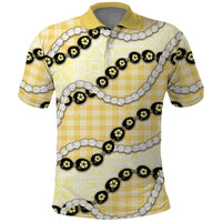 Yellow Palaka Hawaii Polo Shirt Kukui Nut Pikake Lei Hawaiian Tapa Pattern LT14 Yellow - Polynesian Pride