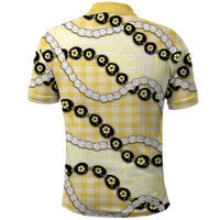 Yellow Palaka Hawaii Polo Shirt Kukui Nut Pikake Lei Hawaiian Tapa Pattern LT14 - Polynesian Pride