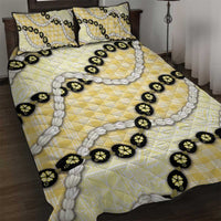 Yellow Palaka Hawaii Quilt Bed Set Kukui Nut Pikake Lei Hawaiian Tapa Pattern - Polynesian Pride