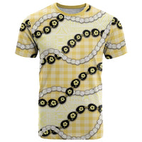 Yellow Palaka Hawaii T Shirt Kukui Nut Pikake Lei Hawaiian Tapa Pattern LT14 Yellow - Polynesian Pride