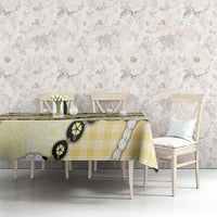 Yellow Palaka Hawaii Tablecloth Kukui Nut Pikake Lei Hawaiian Tapa Pattern - Polynesian Pride