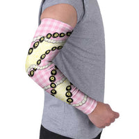Pink Palaka Hawaii Arm Sleeves Kukui Nut Pikake Lei Hawaiian Tapa Pattern - Polynesian Pride