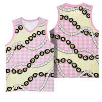 Pink Palaka Hawaii Basketball Jersey Kukui Nut Pikake Lei Hawaiian Tapa Pattern - Polynesian Pride