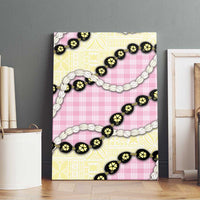 Pink Palaka Hawaii Canvas Wall Art Kukui Nut Pikake Lei Hawaiian Tapa Pattern - Polynesian Pride