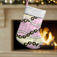 Pink Palaka Hawaii Christmas Stocking Kukui Nut Pikake Lei Hawaiian Tapa Pattern - Polynesian Pride