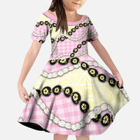 Pink Palaka Hawaii Family Matching Mermaid Dress and Hawaiian Shirt Kukui Nut Pikake Lei Hawaiian Tapa Pattern - Polynesian Pride
