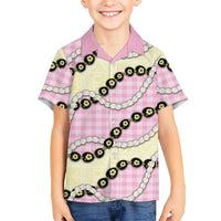 Pink Palaka Hawaii Family Matching Mermaid Dress and Hawaiian Shirt Kukui Nut Pikake Lei Hawaiian Tapa Pattern - Polynesian Pride