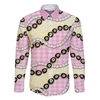 Pink Palaka Hawaii Family Matching Off The Shoulder Long Sleeve Dress and Hawaiian Shirt Kukui Nut Pikake Lei Hawaiian Tapa Pattern - Polynesian Pride