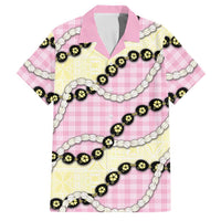 Pink Palaka Hawaii Family Matching Off Shoulder Maxi Dress and Hawaiian Shirt Kukui Nut Pikake Lei Hawaiian Tapa Pattern - Polynesian Pride