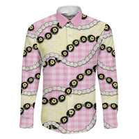Pink Palaka Hawaii Family Matching Off Shoulder Short Dress and Hawaiian Shirt Kukui Nut Pikake Lei Hawaiian Tapa Pattern - Polynesian Pride