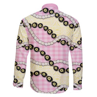 Pink Palaka Hawaii Family Matching Short Sleeve Bodycon Dress and Hawaiian Shirt Kukui Nut Pikake Lei Hawaiian Tapa Pattern - Polynesian Pride