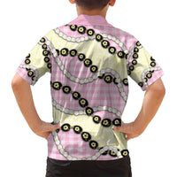 Pink Palaka Hawaii Family Matching Summer Maxi Dress and Hawaiian Shirt Kukui Nut Pikake Lei Hawaiian Tapa Pattern - Polynesian Pride