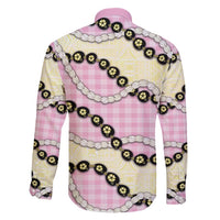 Pink Palaka Hawaii Family Matching Summer Maxi Dress and Hawaiian Shirt Kukui Nut Pikake Lei Hawaiian Tapa Pattern - Polynesian Pride