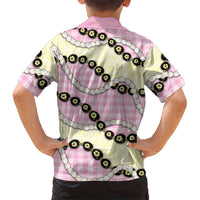 Pink Palaka Hawaii Family Matching Tank Maxi Dress and Hawaiian Shirt Kukui Nut Pikake Lei Hawaiian Tapa Pattern - Polynesian Pride