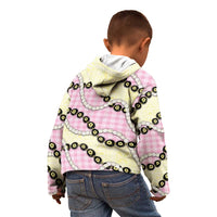Pink Palaka Hawaii Kid Hoodie Kukui Nut Pikake Lei Hawaiian Tapa Pattern - Polynesian Pride