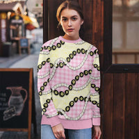 Pink Palaka Hawaii Ugly Christmas Sweater Kukui Nut Pikake Lei Hawaiian Tapa Pattern - Polynesian Pride