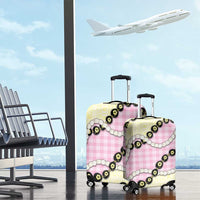 Pink Palaka Hawaii Luggage Cover Kukui Nut Pikake Lei Hawaiian Tapa Pattern - Polynesian Pride