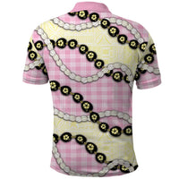 Pink Palaka Hawaii Polo Shirt Kukui Nut Pikake Lei Hawaiian Tapa Pattern - Polynesian Pride