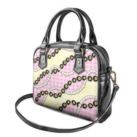 Pink Palaka Hawaii Shoulder Handbag Kukui Nut Pikake Lei Hawaiian Tapa Pattern - Polynesian Pride