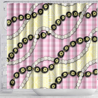 Pink Palaka Hawaii Shower Curtain Kukui Nut Pikake Lei Hawaiian Tapa Pattern - Polynesian Pride