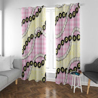 Pink Palaka Hawaii Window Curtain Kukui Nut Pikake Lei Hawaiian Tapa Pattern - Polynesian Pride