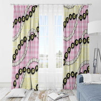 Pink Palaka Hawaii Window Curtain Kukui Nut Pikake Lei Hawaiian Tapa Pattern - Polynesian Pride