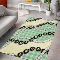 Green Palaka Hawaii Area Rug Kukui Nut Pikake Lei Hawaiian Tapa Pattern - Polynesian Pride