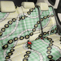 Green Palaka Hawaii Back Car Seat Cover Kukui Nut Pikake Lei Hawaiian Tapa Pattern - Polynesian Pride