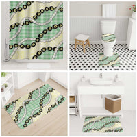Green Palaka Hawaii Bathroom Set Kukui Nut Pikake Lei Hawaiian Tapa Pattern - Polynesian Pride