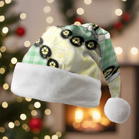 Green Palaka Hawaii Christmas Santa Hat Kukui Nut Pikake Lei Hawaiian Tapa Pattern LT14 Without Fur Green - Polynesian Pride