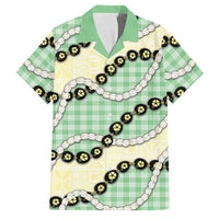 Green Palaka Hawaii Family Matching Long Sleeve Bodycon Dress and Hawaiian Shirt Kukui Nut Pikake Lei Hawaiian Tapa Pattern - Polynesian Pride