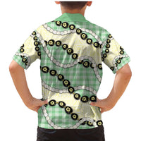Green Palaka Hawaii Family Matching Mermaid Dress and Hawaiian Shirt Kukui Nut Pikake Lei Hawaiian Tapa Pattern - Polynesian Pride