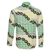 Green Palaka Hawaii Family Matching Mermaid Dress and Hawaiian Shirt Kukui Nut Pikake Lei Hawaiian Tapa Pattern - Polynesian Pride