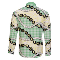 Green Palaka Hawaii Family Matching Off Shoulder Short Dress and Hawaiian Shirt Kukui Nut Pikake Lei Hawaiian Tapa Pattern - Polynesian Pride