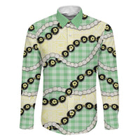 Green Palaka Hawaii Family Matching Tank Maxi Dress and Hawaiian Shirt Kukui Nut Pikake Lei Hawaiian Tapa Pattern - Polynesian Pride